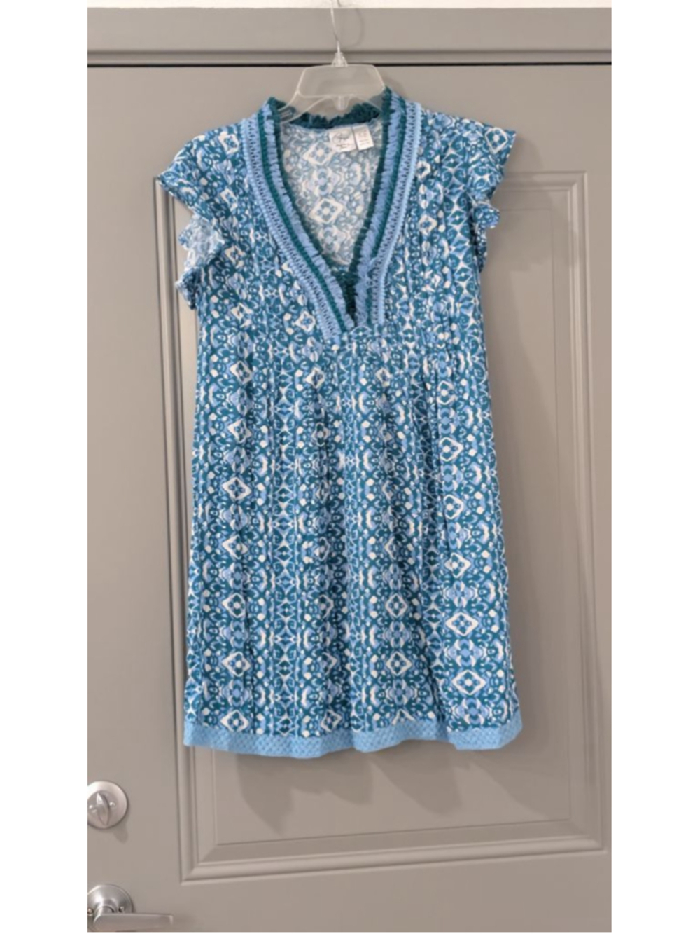 Goa Beachwear by Japna Blue Printed Tassel Tunic Dress XS NWT